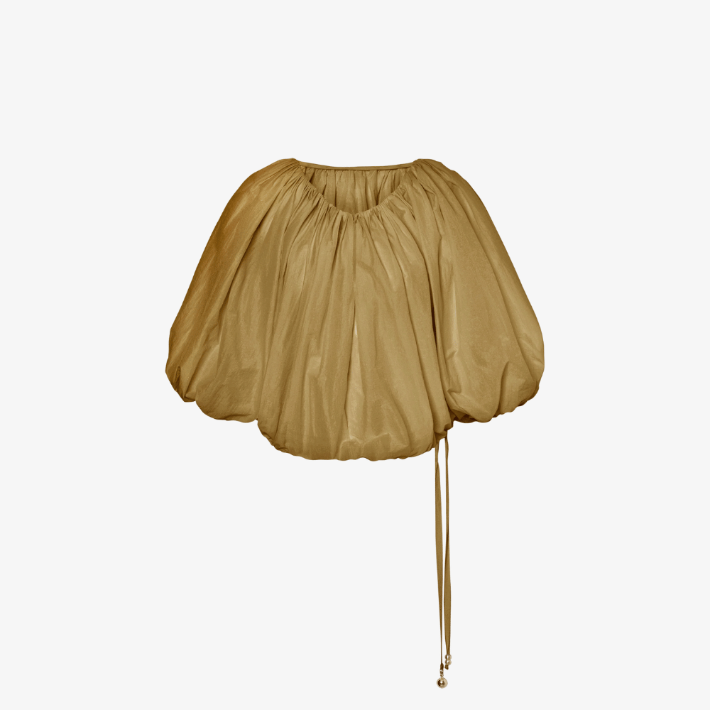 Philosophy Cropped Nylon Blouse in Beige