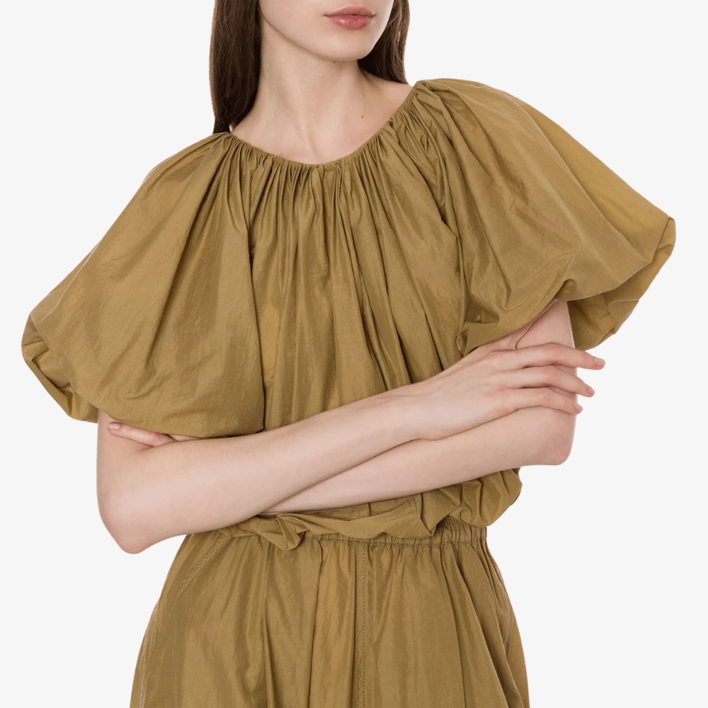Philosophy Cropped Nylon Blouse in Beige
