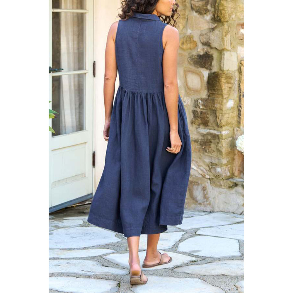 Daphne Sleeveless Popover Dress in navy