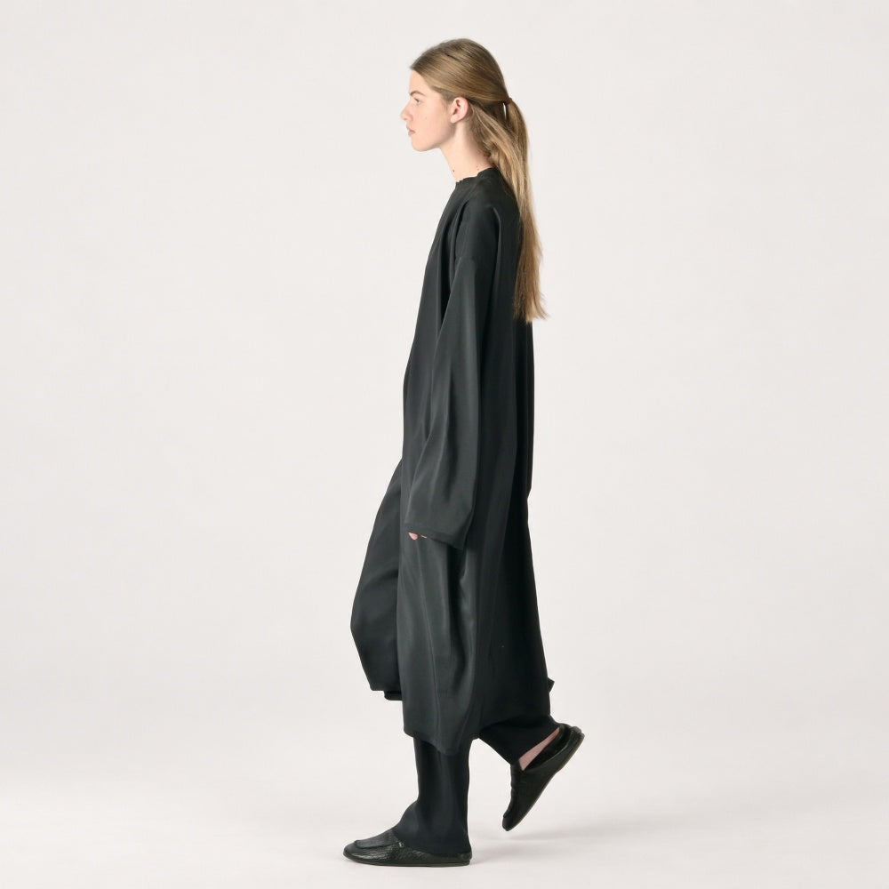 Sofie D’Hoore Dawn long sleeve wide silk dress in deep charcoal Cosmos