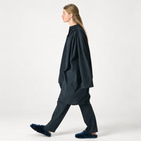 Sofie D’Hoore Demba brushed cotton voile shirt dress in deep navy Midnight