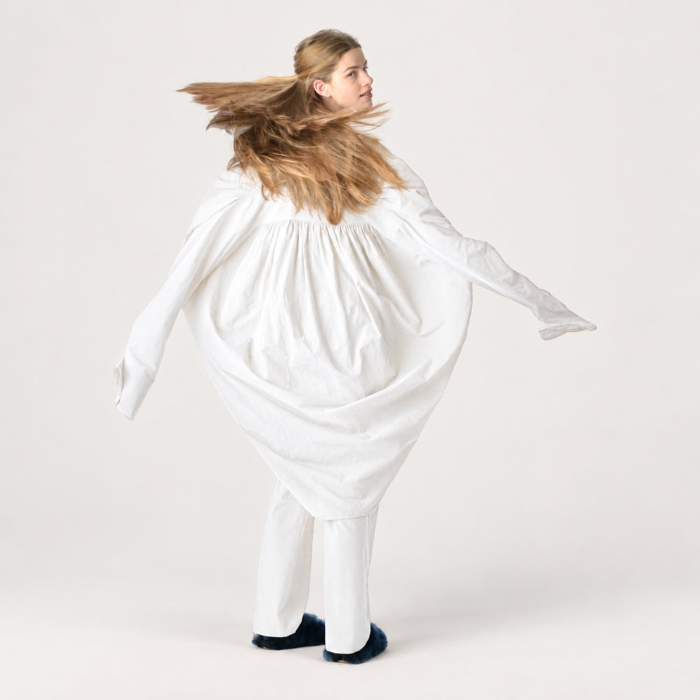 Sofie D’Hoore Demba brushed cotton voile shirt dress in white - back view