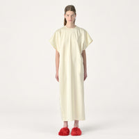 Sofie D’Hoore Doux long silk doupion cap sleeve dress in pale cream Lychee