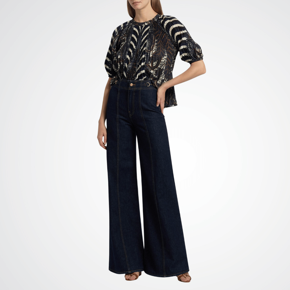 Ulla Johnson Dafne Pleated Short Sleeve Blouse in Eclipse – international designer fashion boutique Australia – Riada Concept Woollahra