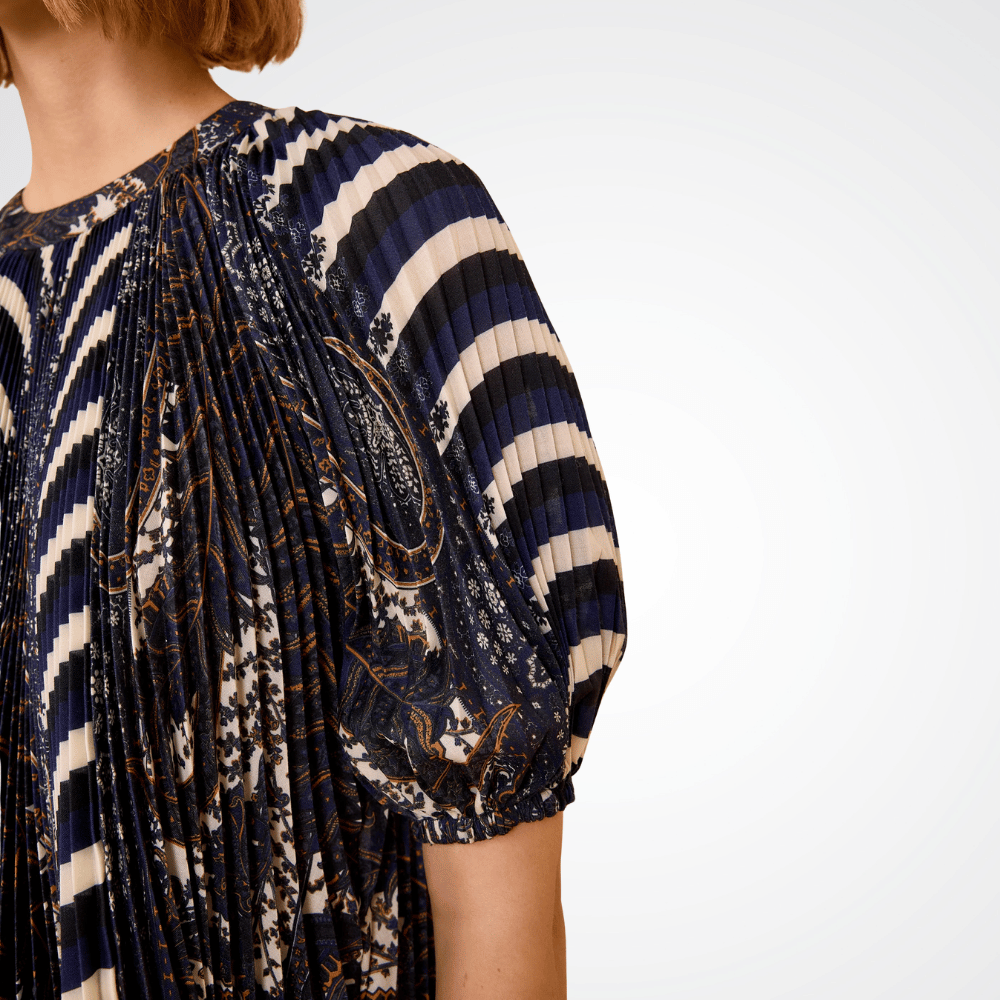 Ulla Johnson Dafne Pleated Short Sleeve Blouse in Eclipse – international designer fashion boutique Australia – Riada Concept Woollahra
