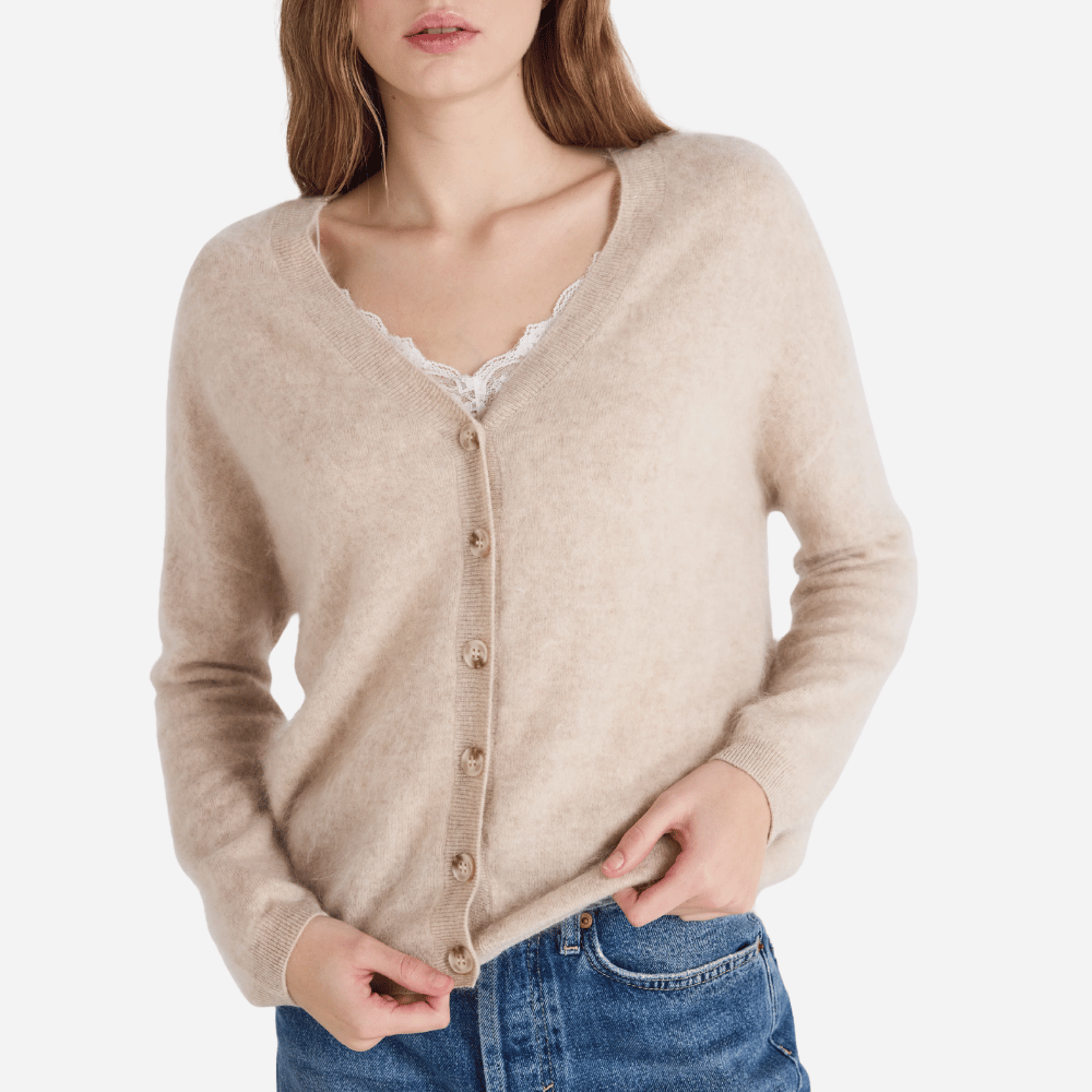 Absolut Cashmere Deborah V-Neck Cardigan in Oat – International designer fashion boutique Australia Riada Concept Woollahra