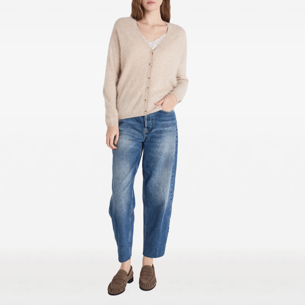 Absolut Cashmere Deborah V-Neck Cardigan in Oat – International designer fashion boutique Australia Riada Concept Woollahra