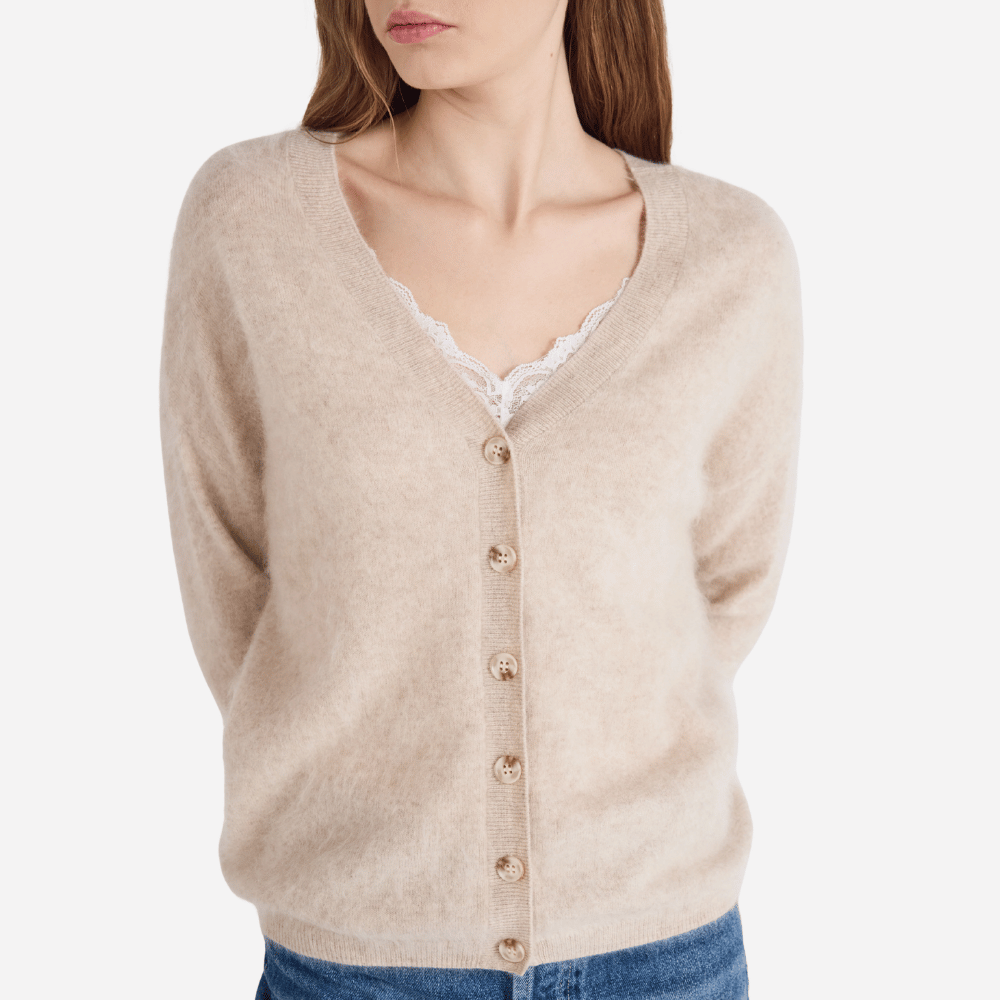 Absolut Cashmere Deborah V-Neck Cardigan in Oat – International designer fashion boutique Australia Riada Concept Woollahra