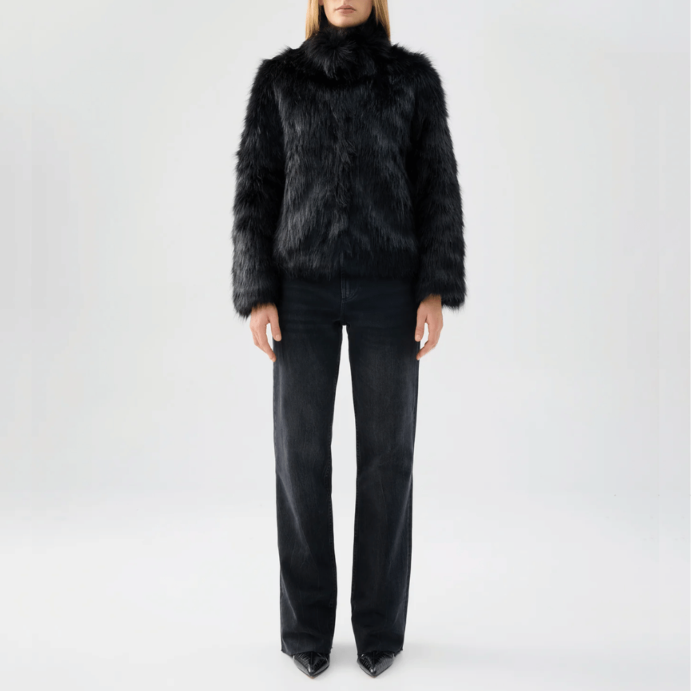 Unreal Fur Delish Faux Fur Jacket in Black – International designer fashion boutique Australia Riada Concept Woollahra
