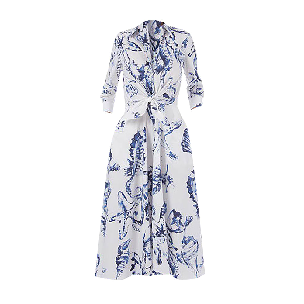 Dralla midi dress in white and blue