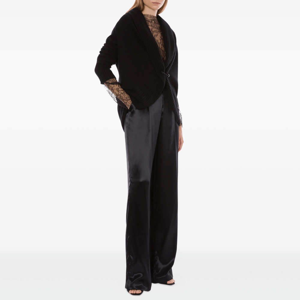 Alberta Ferretti Draped Shawl-Collar Wool Cardigan in Black -  International designer fashion boutique Australia Riada Concept Woollahra