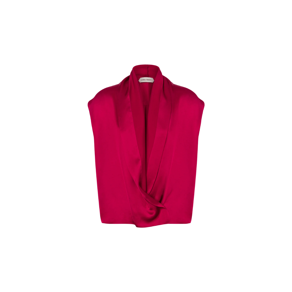 Alberta Ferretti Draped Satin Sleeveless Top in Fuchsia – International designer fashion boutique Australia Riada Concept Woollahra