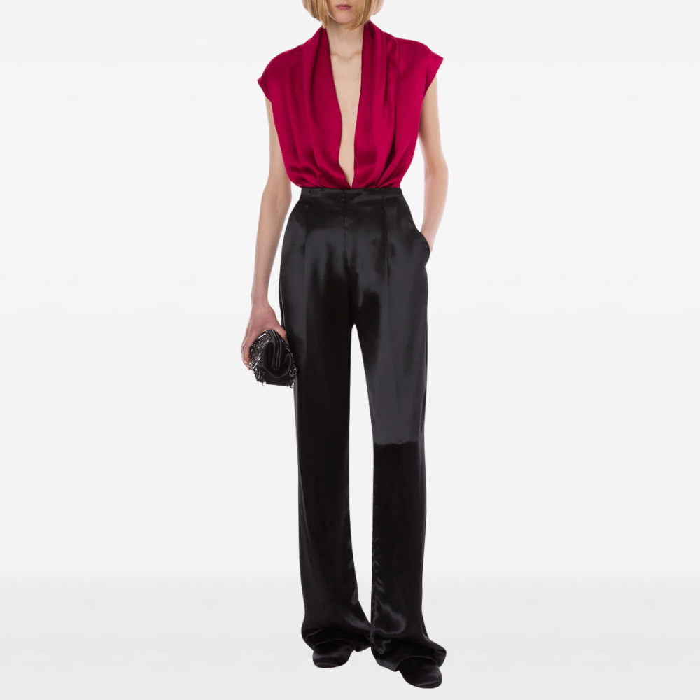 Alberta Ferretti Draped Satin Sleeveless Top in Fuchsia – International designer fashion boutique Australia Riada Concept Woollahra