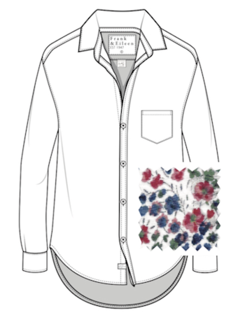 Eileen Relaxed Button Up Shirt in Red/Blue Small Flowers