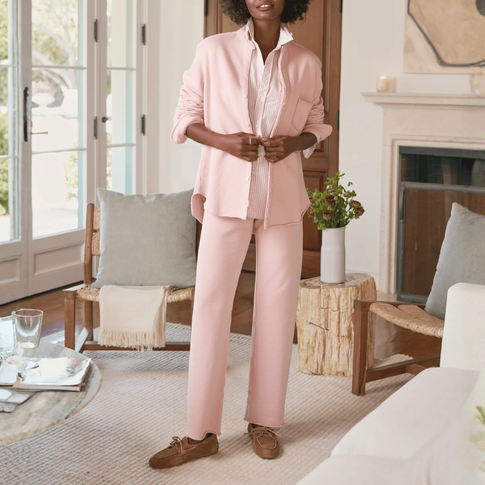 Frank & Eileen Relaxed Button-Up Eileen Shirt in Pink and White Multi Stripe Shop Frank & Eileen online in Australia at Riada Concept – official stockist of Frank & Eileen shirts, dresses, and linen pants. Discover timeless, premium women's fashion with fast shipping from Sydney.