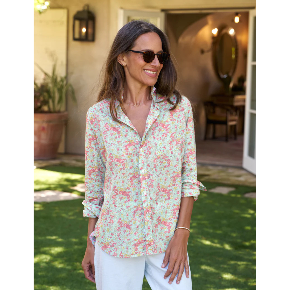 Eileen Relaxed Button up Shirt in Pink and Seaform Floral
