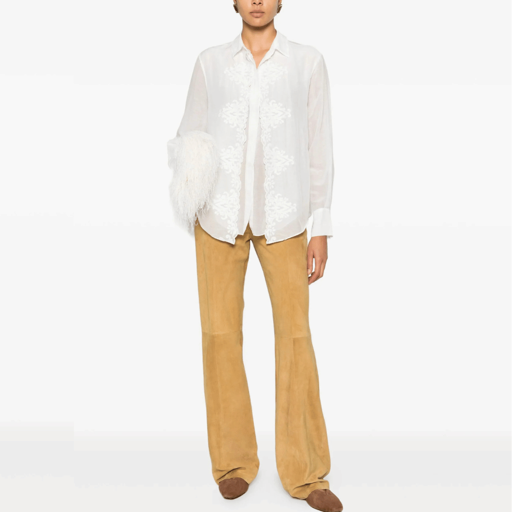 Forte Forte Embroidered Cotton Silk Voile Shirt in Bianco – International designer fashion boutique Australia Riada Concept Woollahra