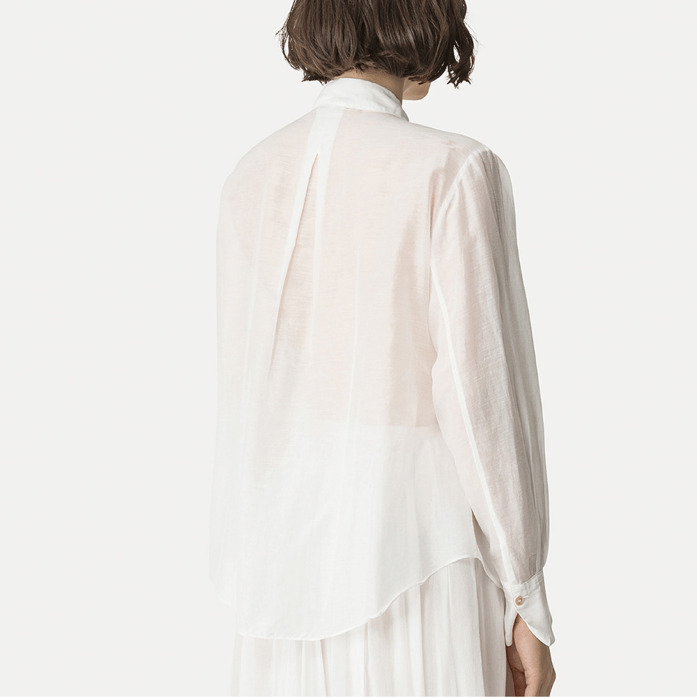 Forte Forte Embroidered Cotton Silk Voile Shirt in Bianco – International designer fashion boutique Australia Riada Concept Woollahra