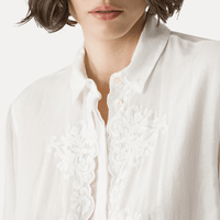 Forte Forte Embroidered Cotton Silk Voile Shirt in Bianco – International designer fashion boutique Australia Riada Concept Woollahra