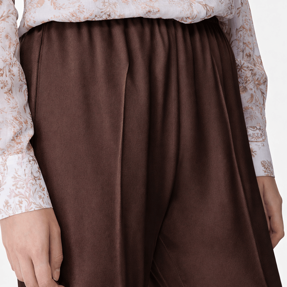 Forte Forte Envers Satin Matte Elasticated Trousers in Chocolat – International designer fashion boutique Australia Riada Concept Woollahra