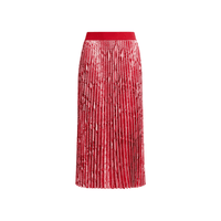 Essentiel Antwerp Indira Snake Print Pleated Midi Skirt in Red and Orange – International designer fashion boutique Australia Riada Concept Woollahra