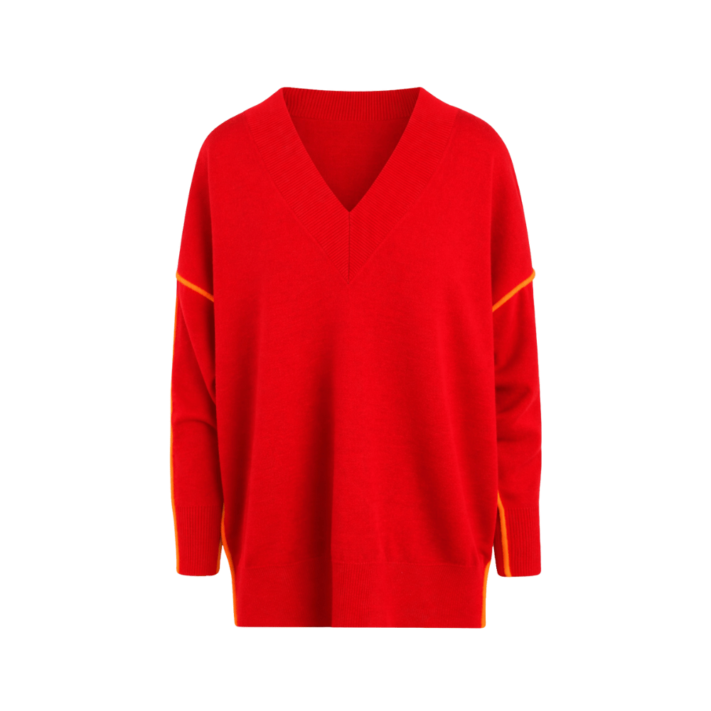 Essentiel Antwerp Inside V-Neck Sweater in Santa Claus Red – International designer fashion boutique Australia Riada Concept Woollahra