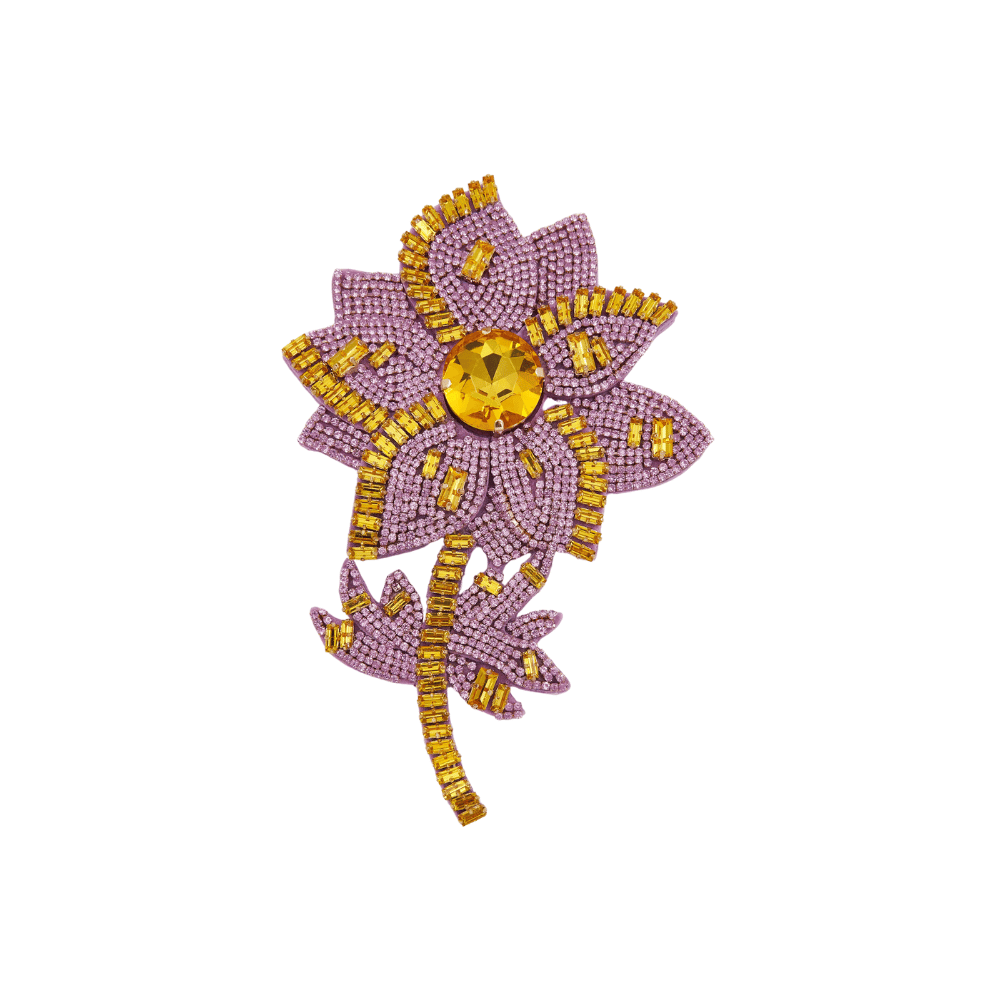 Essentiel Antwerp Jamazing Rhinestone Flower Brooch in Bright Mauve – International designer fashion boutique Australia Riada Concept Woollahra