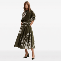 Essentiel Antwerp Jango Floral Pleated Midi Skirt in Olive Martini – International designer fashion boutique Australia Riada Concept Woollahra