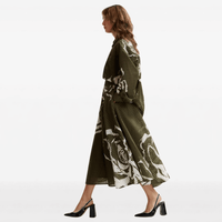 Essentiel Antwerp Jango Floral Pleated Midi Skirt in Olive Martini – International designer fashion boutique Australia Riada Concept Woollahra