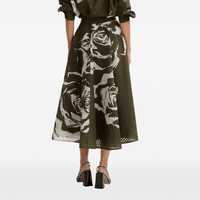 Essentiel Antwerp Jango Floral Pleated Midi Skirt in Olive Martini – International designer fashion boutique Australia Riada Concept Woollahra