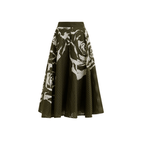 Essentiel Antwerp Jango Floral Pleated Midi Skirt in Olive Martini – International designer fashion boutique Australia Riada Concept Woollahra
