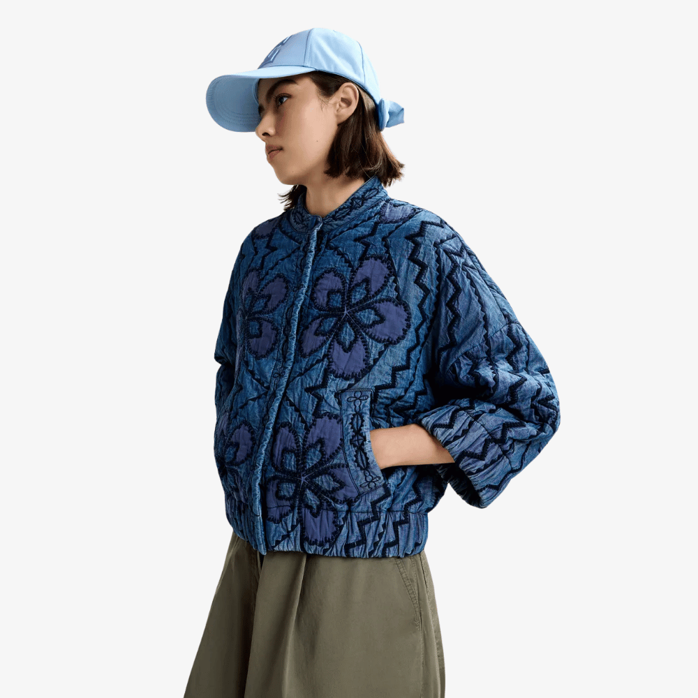 Essentiel Antwerp Jatropha Quilted Embroidered Denim Jacket in Nile Blue – International designer fashion boutique Australia Riada Concept Woollahra