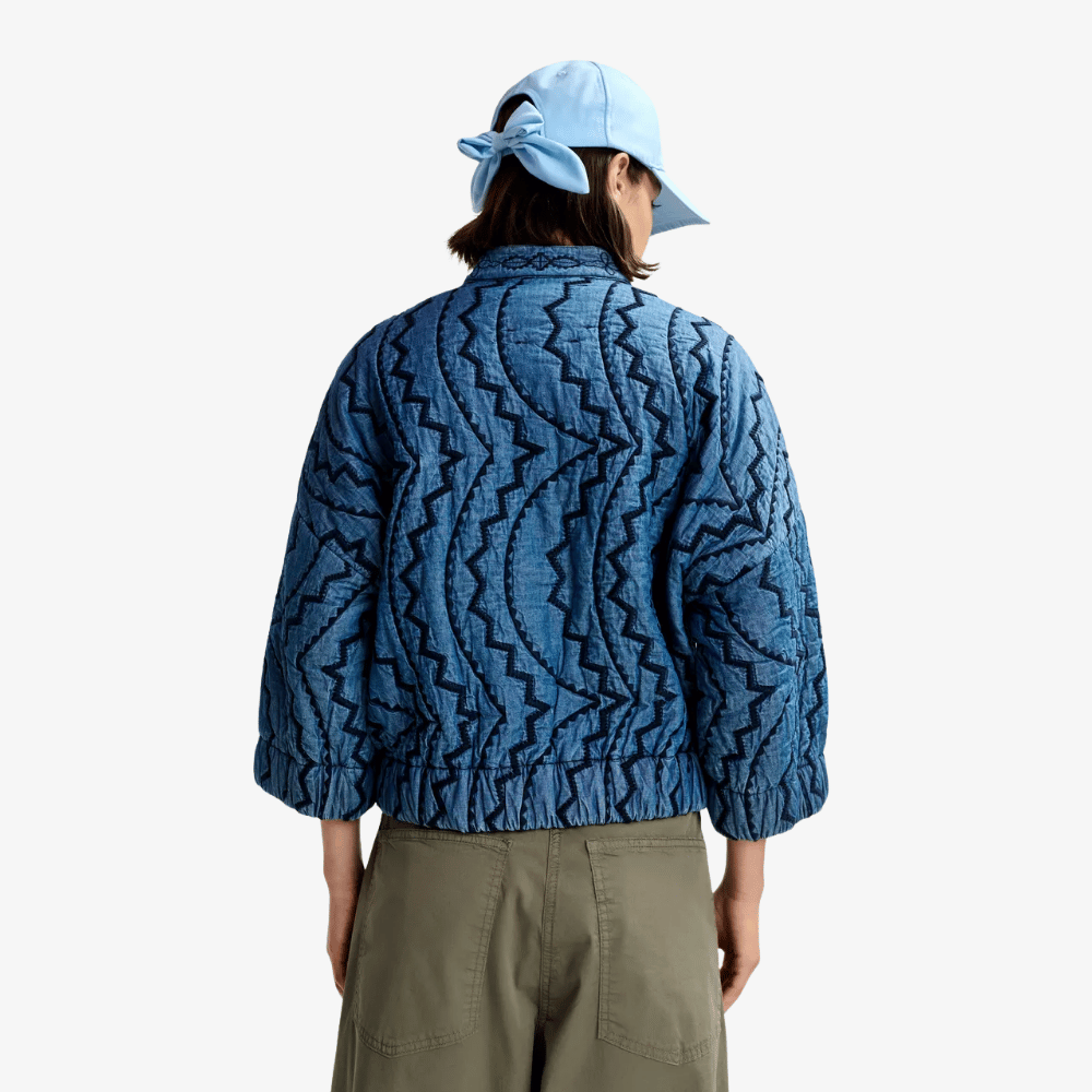 Essentiel Antwerp Jatropha Quilted Embroidered Denim Jacket in Nile Blue – International designer fashion boutique Australia Riada Concept Woollahra