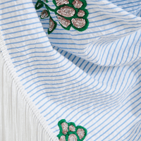 Essentiel Antwerp Jennie Pinstripe Cotton Fringe Scarf in Blue Stripe – International designer fashion boutique Australia Riada Concept Woollahra