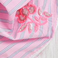 Essentiel Antwerp Jennie Pinstripe Cotton Fringe Scarf in Cotton Candy – International designer fashion boutique Australia Riada Concept Woollahra