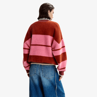 Essentiel Antwerp Jicama Plush Bomber Cardigan in Red and Pink Stripe – International designer fashion boutique Australia Riada Concept Woollahra