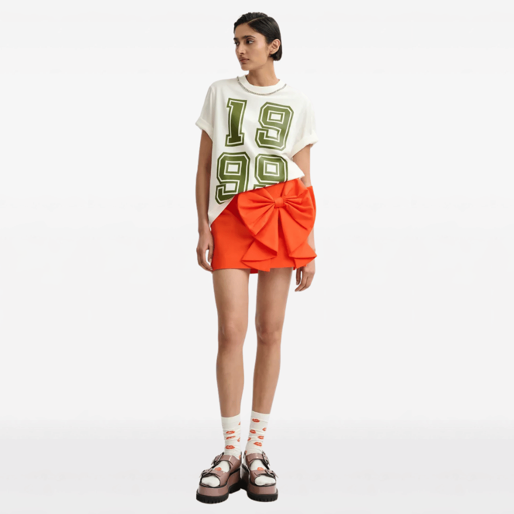 Essentiel Antwerp Jisos Rhinestone Number Print T-Shirt in Off White – International designer fashion boutique Australia Riada Concept Woollahra