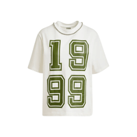 Essentiel Antwerp Jisos Rhinestone Number Print T-Shirt in Off White – International designer fashion boutique Australia Riada Concept Woollahra
