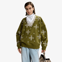 Essentiel Antwerp Jix Embroidered Cotton Sweatshirt in Olive Martini – International designer fashion boutique Australia Riada Concept Woollahra