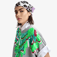 Essentiel Antwerp Jolies Sequin Feather Sweatshirt in Foggy Brain – International designer fashion boutique Australia Riada Concept Woollahra