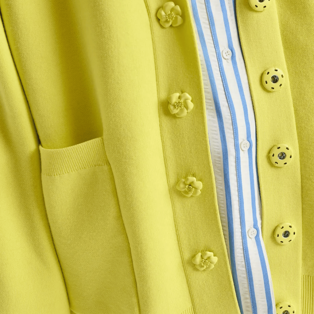 Essentiel Antwerp Jomber Relaxed Knit Cardigan in Lemon Squeeze – International designer fashion boutique Australia Riada Concept Woollahra