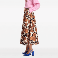 Essentiel Antwerp Julio A-Line Midi Skirt in Brown Floral – International designer fashion boutique Australia Riada Concept Woollahra