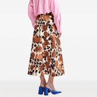 Essentiel Antwerp Julio A-Line Midi Skirt in Brown Floral – International designer fashion boutique Australia Riada Concept Woollahra