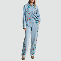 Essentiel Antwerp Icksonville Embellished Denim Shirt in Blue – International designer fashion boutique Australia Riada Concept Woollahra