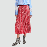 Essentiel Antwerp Indira Snake Print Pleated Midi Skirt in Red and Orange – International designer fashion boutique Australia Riada Concept Woollahra