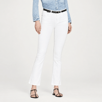 FRAME Le Crop Mini Boot jeans in Blanc at Riada Concept. High-rise white cropped bootcut jeans in soft comfort-stretch denim - front view