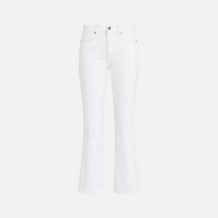 FRAME Le Crop Mini Boot jeans in Blanc at Riada Concept. High-rise white cropped bootcut jeans in soft comfort-stretch denim.