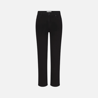 FRAME Le Sleek Straight Jeans in Black at Riada Concept. High-rise ankle-length straight jeans in super-stretch black denim