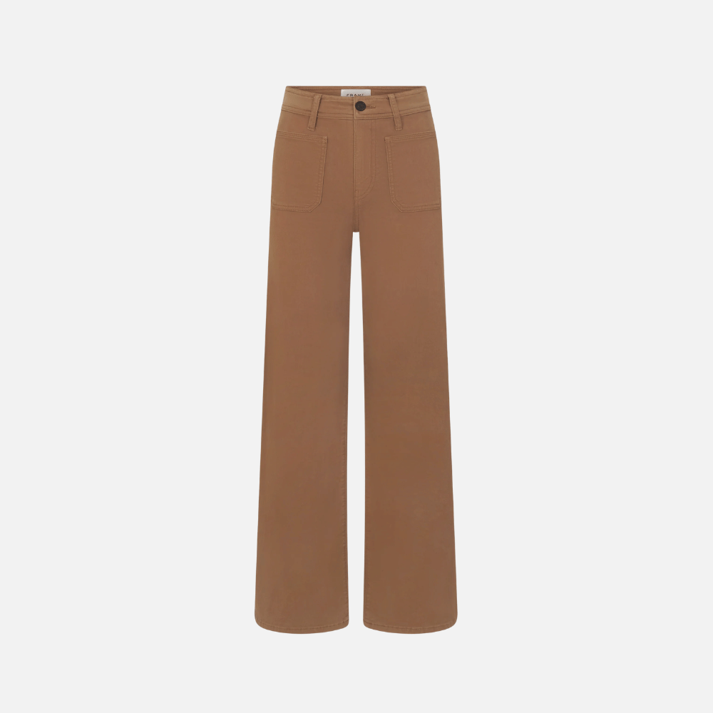 FRAME Le Slim Palazzo Harbor Pocket Jeans in Ledger at Riada Concept. High-rise wide-leg stretch denim with utility front pockets. 