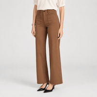 FRAME Le Slim Palazzo Harbor Pocket Jeans in Ledger at Riada Concept. High-rise wide-leg stretch denim with utility front pockets - angle view